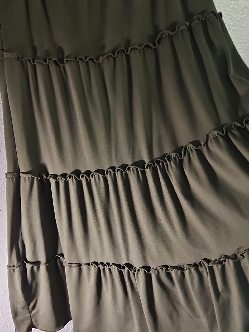 White Mark 2-Piece Tiered Maxi Skirt Bundle - Olive Green & Navy Blue - Size M - Picture 4 of 4